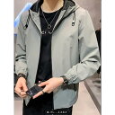 ウィンドブレーカー Lサイズ スタジャン メンズ 春秋 薄手 防風 防寒 フード付き ジャケット カジュアル 普段着 スポーツ 登山 バイク用 かっこいい シン...