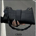 【楽天スーパーSALE】レディース ブラック クロコダイル パターン ショルダーバッグ - 調節可能なストラップ、磁気クロージャー、レトロスタイル(4)