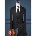 メンズエレガントな2ピーススーツセット - ノンストレッチ生地、長袖ラペル、レギュラーフィット、ボタンディテール、織り、ビジネス集まりや結婚式に適し