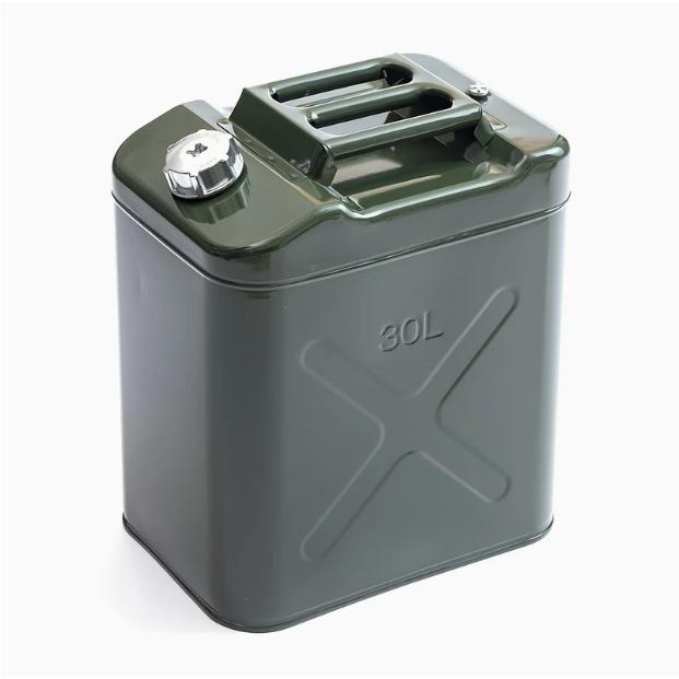 ポータブルガソリンタンク - 10L/20L/30L、亜鉛メッキ鋼製、安全で軽量な燃料缶、アンチスタティックデザイン、持ち運びに便利なハンドルと柔軟なPETライン付き