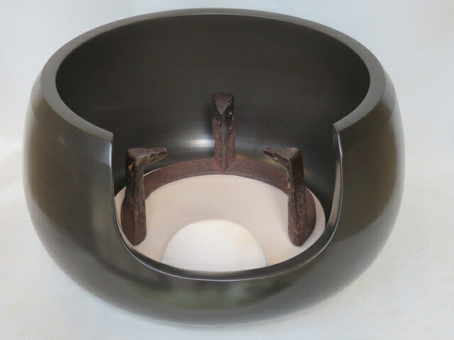 （十月◆特売品）佐賀県蒲池窯 伊東征隆作 尺二 面取土風炉セット〈税込・送料込〉【中古・欠け】