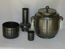 (三月◆特売品)高岡金工師 一ノ瀬宗辰作 砂張銅 利休好 皆具 一揃 鬼面鐶付 唐銅皆具 【税込・送料込】 【中古・美品】