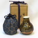 【二月の特売品】丹波焼 初代 森本陶谷作 鶴首茶入 宗薫緞子 茶道具【中古 美品】