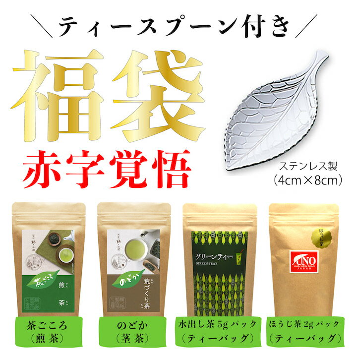 新茶 福袋 2024 4点セット ステンレス製ティースプーン付き 送料無料 八女茶 煎茶 ティーバッグ ほうじ茶 飲み比べ お試し 緑茶 日本茶 詰め合せ 茶葉セット メール便 茶葉 国産 ポイント消化 鵜ノ池製茶