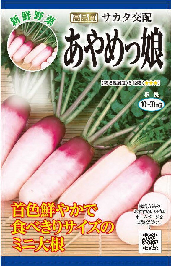 種　だいこん　種子　野菜　春・秋まき　タネ　（株）サカタのタネ　内部は純白で、す入りが遅く歯切れよく、甘みがあり、食味に優れる大根！　家庭菜園　宇都宮農園　たね