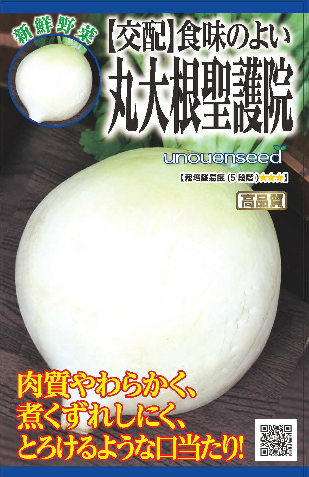 種　丸だいこん　種子　秋まき　野菜　タネ　（株）タカヤマシード　ダイコン　丸大根　ス入りが遅いため収穫期幅が広い　食味が良い丸大根　家庭菜園　宇都宮農園　たね