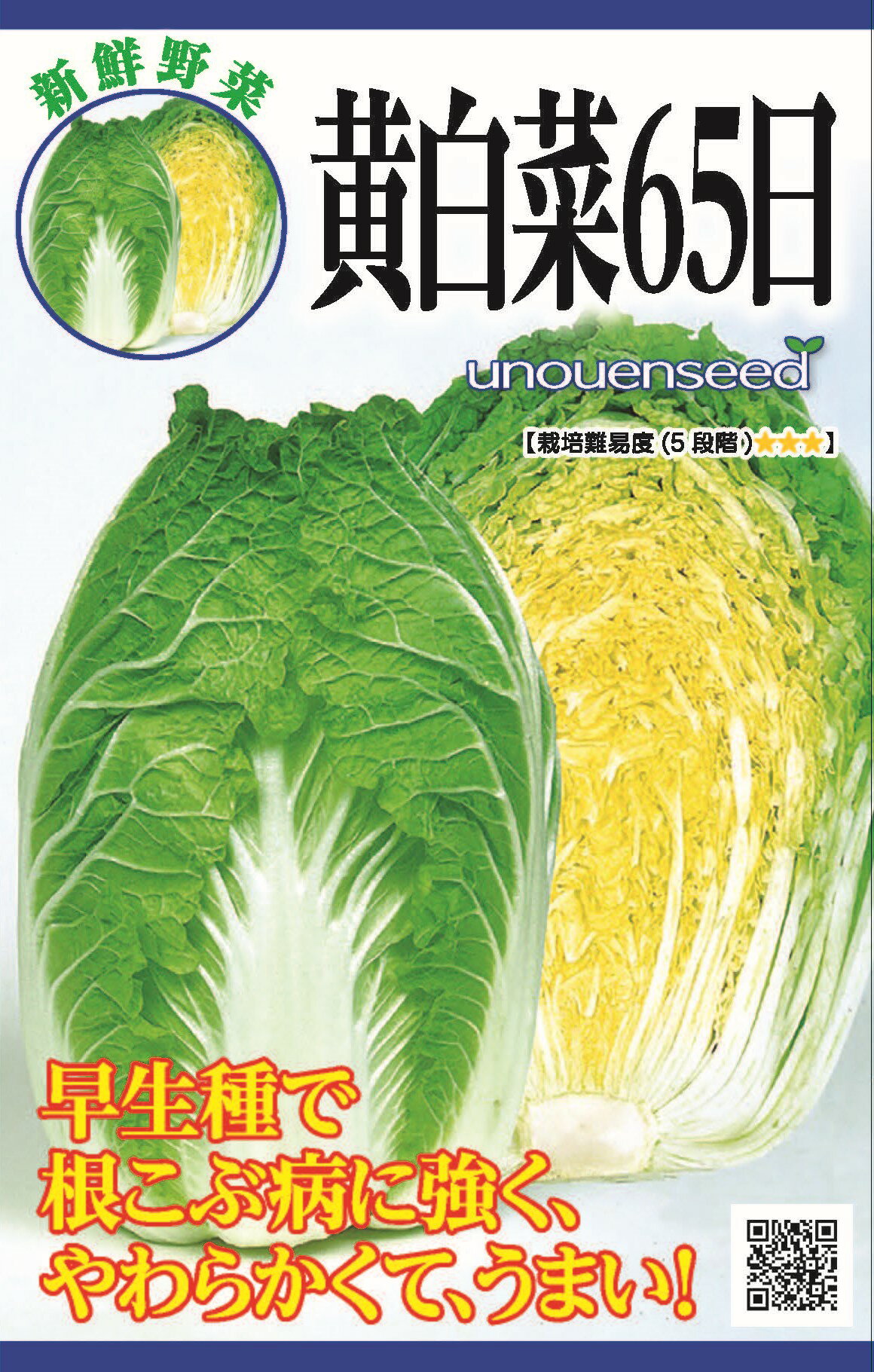 種　はくさい　種子　春・秋まき　野菜　タネ　（株）タカヤマシード　黄芯　ハクサイ　根こぶ病に強い　播種後約65日で結球　やわらかく　食味に優れた白菜　家庭菜園　宇都宮農園　たね