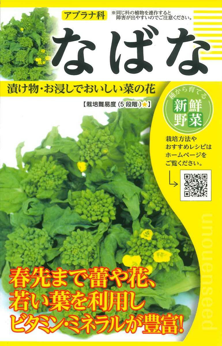 種　ナバナ　種子　秋まき　野菜　タネ　耐寒性強く　早生　寒咲き　菜の花　おひたし　漬物　観賞用としても利用できる　家庭菜園　宇都宮農園　たね