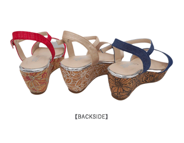 Unpetit 厚底 キラキラ ウェッジ フラワー 刺繍 デザイン 7cm ソール サンダル ヒールストラップ ベルト レンド 履きやすい 人気 高級感 かわいい SC2489 ネイビー レッド ピンク S M L LL