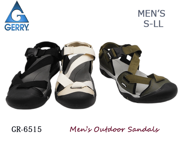 【在庫限り】Men's GERRY アウトドア サンダル トゥガード マジックベルト ワンタッチバックル 屈曲 メンズ クッション フィット キャンプ BBQ GR6515