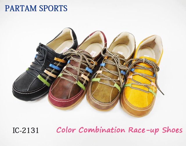 【SALE】PARTAM SPORTS 軽量 レースアップ スニーカー コンビ クッション レディース 屈曲 ふわふわ中敷き 柔らかい 人気 旅行 お出かけ IC2131 ベージュ マスタード ダークブラウン カーキ ブラック グレー　22.5 23.0 23.5 24.0 24.5