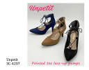 【SALE】アンペティット unpetit ポインテッドトゥ レースアップ 8cm ピンヒール バックファスナー スエード パンプス ジップ sc4207 ブラ...