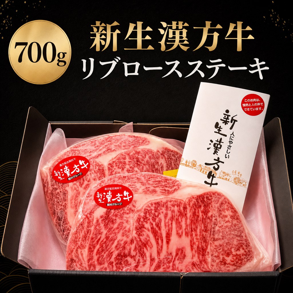 漢方和牛 リブロースステーキ 700g セット 新生漢方牛 国産 和牛 牛肉 高級 ステーキ 霜降り ギフト 御礼 お中元 お歳暮 内祝い 父の日 贈答 化粧箱入り｜薬剤師常駐の漢方専門薬局 運龍堂