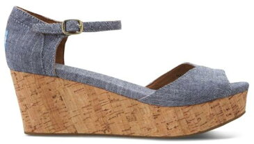 TOMS Chambray Vegan Women's Platform Wedgesトムスシャンブレーベイガンプラットフォームウェッジ