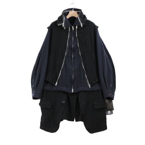 UNDERCOVER アンダーカバー 21AW 縮絨レイヤードブルゾンコート 2 ブラック ネイビー 【中古】