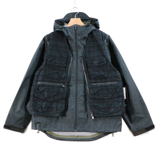 UNDERCOVER アンダーカバー 22SS チェック レイヤード ジャケット 3 グリーン 