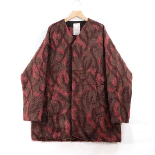 NICENESS ナイスネス 22AW WHOLE tribal graphic mohair coat コート M レッド 【中古】