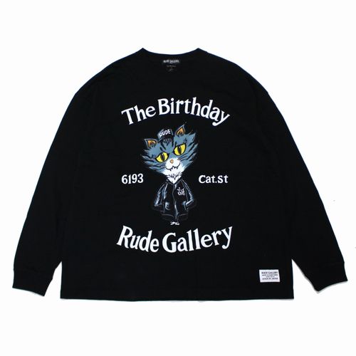 RUDEGALLERY The Birthday EXHIBITION 2023 TONKATSU CAT LS カットソー S ブラック 【中古】