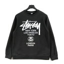 stussy ステューシー WORLD TOUR CREW スウェット M ブラック 【中古】