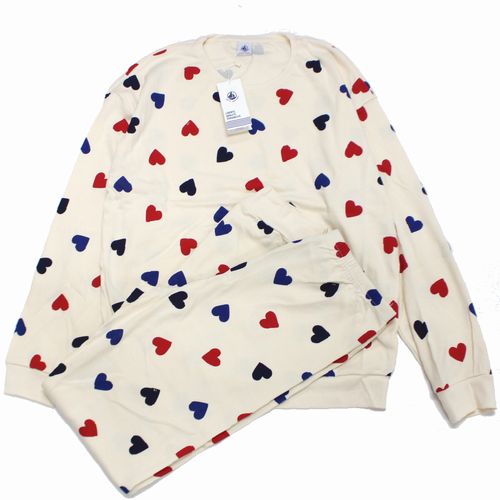 【中古】 PETITBATEAU プチバトー プリント長袖パジャマ S オフホワイト