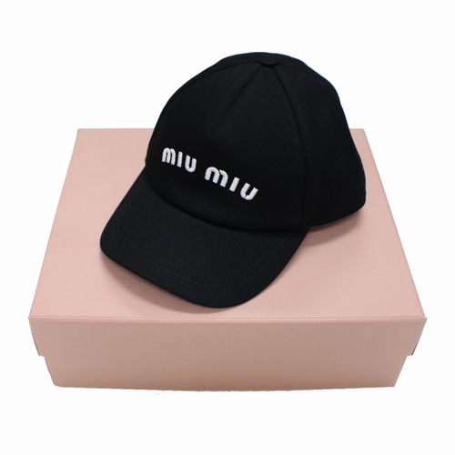【中古】 miu miu ミュウミュウ 24SS 5HC179 ロゴ刺繍 ドリル ベースボールキャップ S ブラックのサムネイル