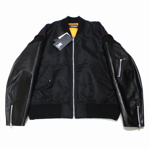 【中古】 UNDERCOVER アンダーカバー 24AW 袖レザーMA-1 3 ブラック