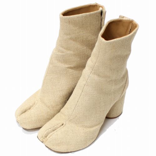 【中古】 Maison Margiela22 メゾン マルジェラ 22 麻 ジュート アンクル 足袋ブーツ 37 ベージュ