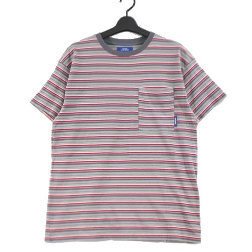 Rakuten - 【中古】 RASSVET ラスベート Pinstripe Tee ボーダーポケットTシャツ S グレー