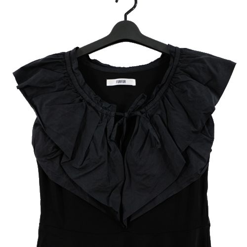 【中古】 FURFUR ファーファー 23SS フリル切り替えカットワンピース ブラック