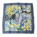 【中古】 KURASHI&Trips PUBLISHING 「日常に、ひとさじの憧れを」色づかいにこだわった シルクスカーフ - bird garden ブルー系
