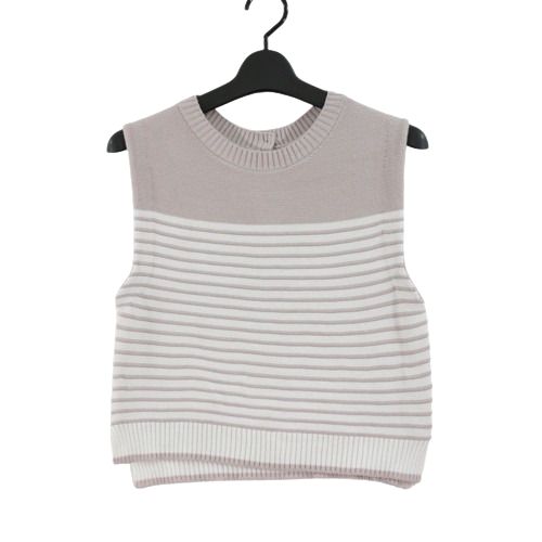 【中古】 COHINA コヒナ 23SS ボーダー柄ガーターニット F ベージュ