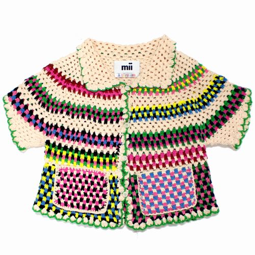 【中古】 miicollection ミー コレクション 25SSGERALDINE 半袖ニットジャケット S/M ベージュ