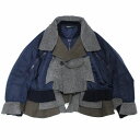 【中古】 UNDERCOVER アンダーカバー 23AW フェイクムートンドッキングMA-1 ジャケット 2 ネイビー×グレー