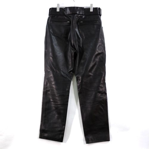 【中古】 COMOLI コモリ 22AW ホースレザー ライダーパンツ 4 ブラック W03-03012