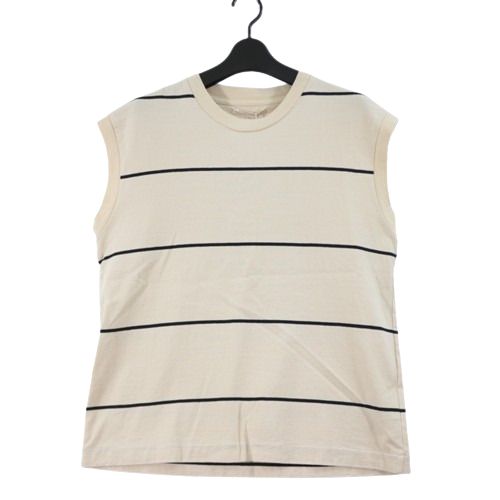 Rakuten - 【中古】 blurhms ブラームス 24SS コットンナップボーダースリーブレスTシャツ 0 ベージュ