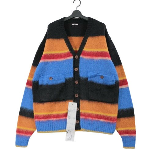 Rakuten - 【中古】 KHOKI コッキ 24AW Border color V-neck cardigan ボーダー カラー Vネック カーディガン 3 ブラック