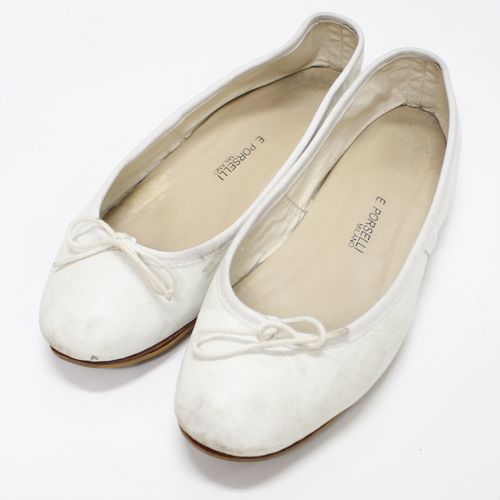 【中古】 E.PORSELLI ポルセリ バレエシューズ 約24cm ホワイト