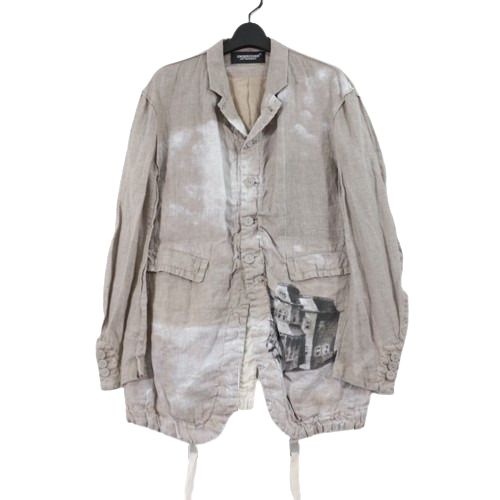 UNDERCOVER アンダーカバー 25SS PsychoHouse総柄リネンテーラードジャケット 2 ベージュ