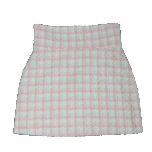 Rakuten - 【中古】 the Virgins ザバージンズ tweed staggered skert ツイード チェック スカート ピンク