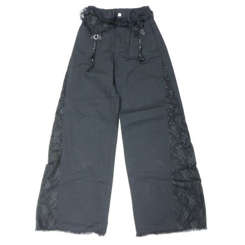 【中古】 AVENCHUMU アバンチュウム 25SS Lacy garter wide pants レース ガーター ワイド パンツ S ブラック