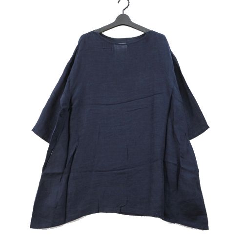 Rakuten - 【中古】 BEARDSLEY シンプルリネンワンピース ネイビー