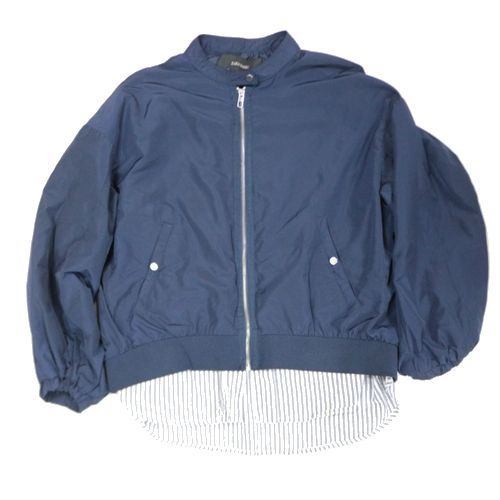 Rakuten - 【中古】 ZARA BASIC レイヤードデザインブルゾン M ネイビー