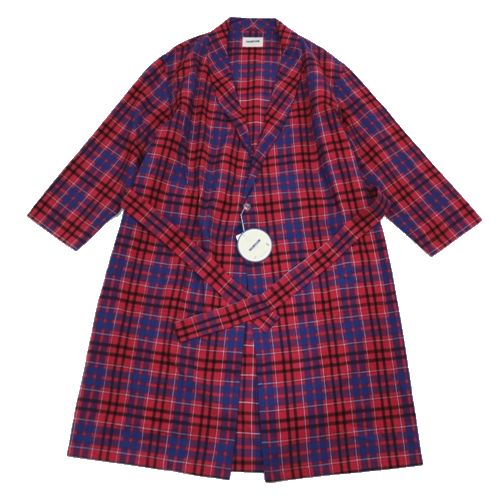【中古】 NOWHAW ノウハウ mood gown タータンチェック ガウン コート 2 レッド