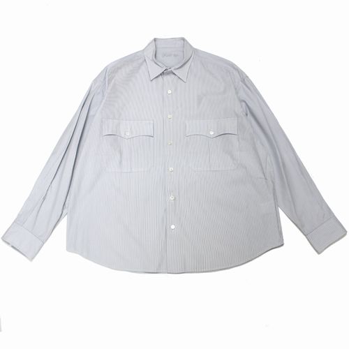【中古】 Porter Classic ポータークラシック 24SS ROLL UP SHIRT GRAY ストライプ ロールアップシャツ M グレー×ネイビー×ホワイト