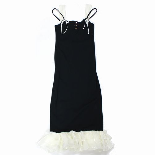 Rakuten - 【中古】 ROSYLUCE ロージールーチェ 25AW SWITCH FRILL PENCIL DRESS スイッチ フリル ペンシル ドレス ワンピース S ブラック/ホワイト