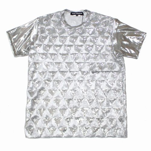 ジュンヤワタナベ 25SS メタリック カットソー Tシャツ 半袖 M シルバー ジュンヤワタナベ JUNYA WATANABE コムデギャルソン 25SS メタリック