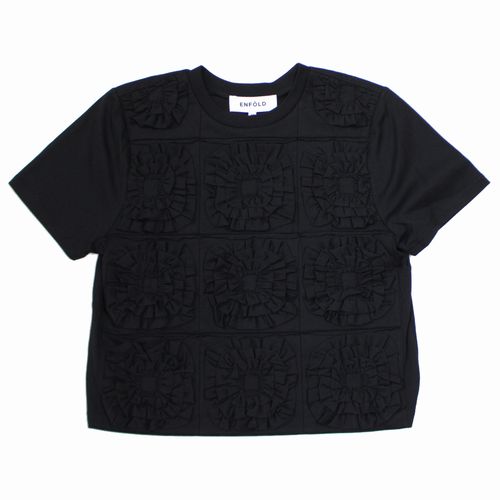 Rakuten - 【中古】 ENFOLD エンフォルド 25AW RUFFLE-MOTIF T-SHIRT Tシャツ 38 ブラック