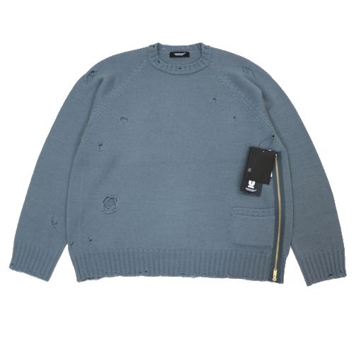 Rakuten - 【中古】 UNDERCOVER アンダーカバー 24AW サイドジップ ダメージ加工 ニット 4 ブルー