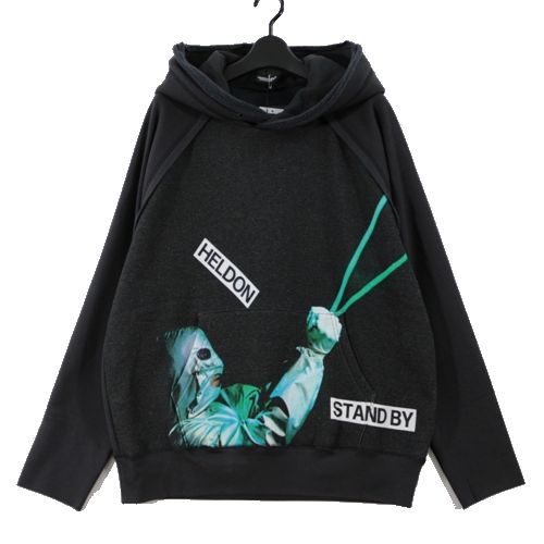  UNDERCOVER アンダーカバー 25AW 前身総柄 タチキリハギHOODIE_S.B HELDON パーカー 3 チャコール