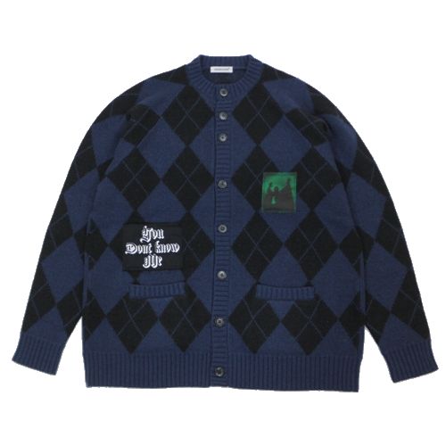 Rakuten - 【中古】 UNDERCOVER アンダーカバー 25AW パッチ付アーガイルクルーカーディガン 4 ネイビーベース